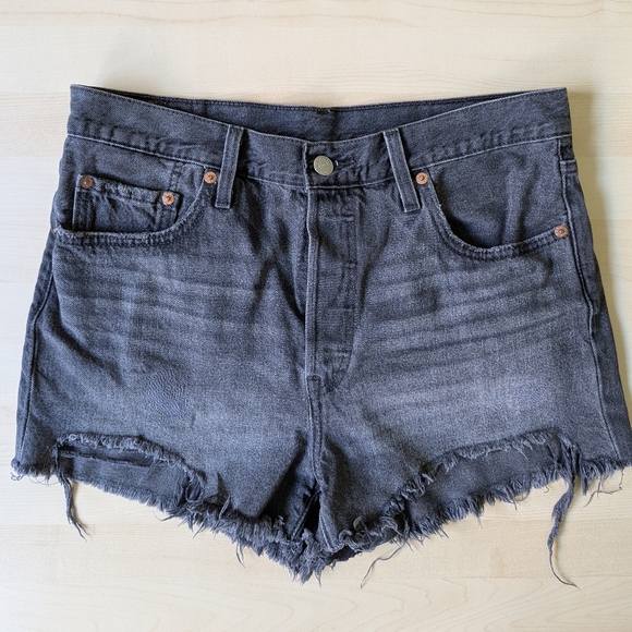 Levi's Pants - LEVI'S 501 Black‎ Distressed Cut Off Denim Shorts